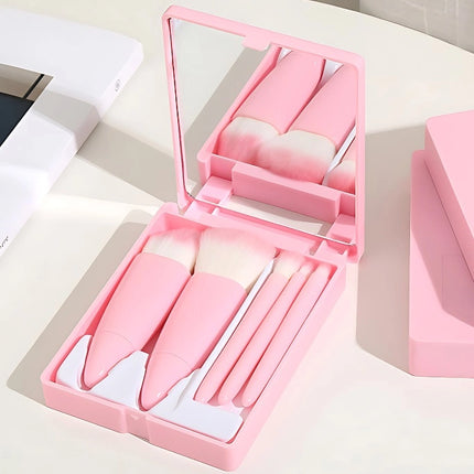 Makeup Brush Set 5 Pcs Professional Travel Small Makeup Brushes with Brush Case