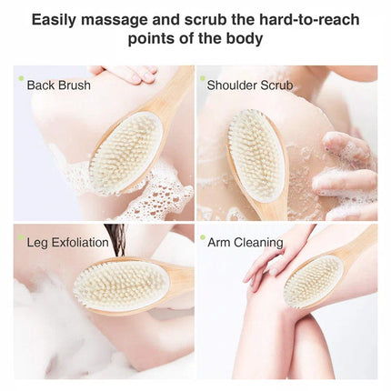 Body Bath Shower Back Brush Scrubber Dual-Sided Long Handle with Super Soft Bristles Body Exfoliator for Wet or Dry Brushing