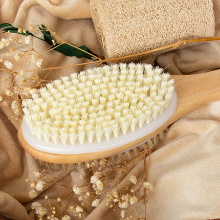 Body Bath Shower Back Brush Scrubber Dual-Sided Long Handle with Super Soft Bristles Body Exfoliator for Wet or Dry Brushing